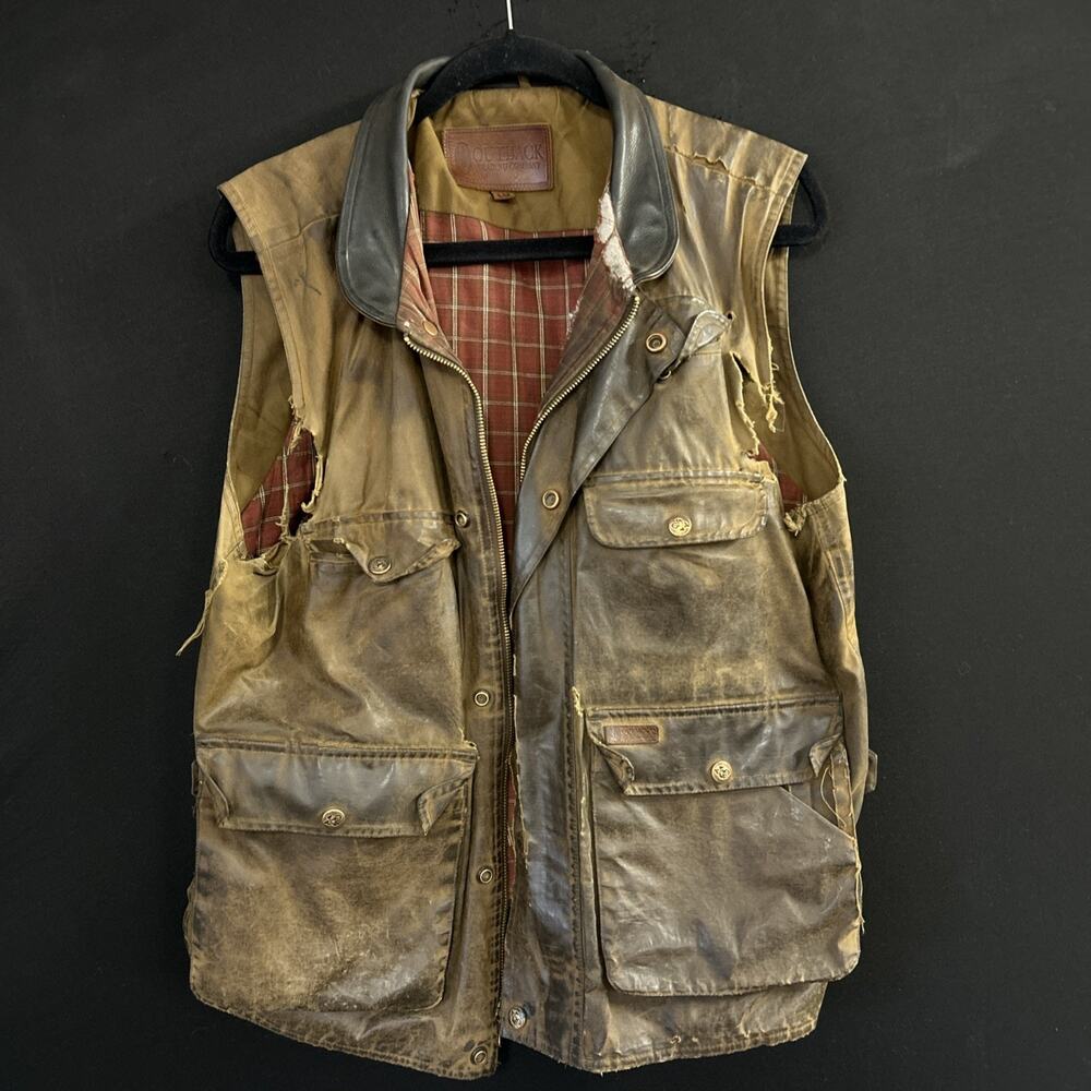 Outback Trading Company Vest Mens Large Oilskin Overlander Waxed Canvas Western